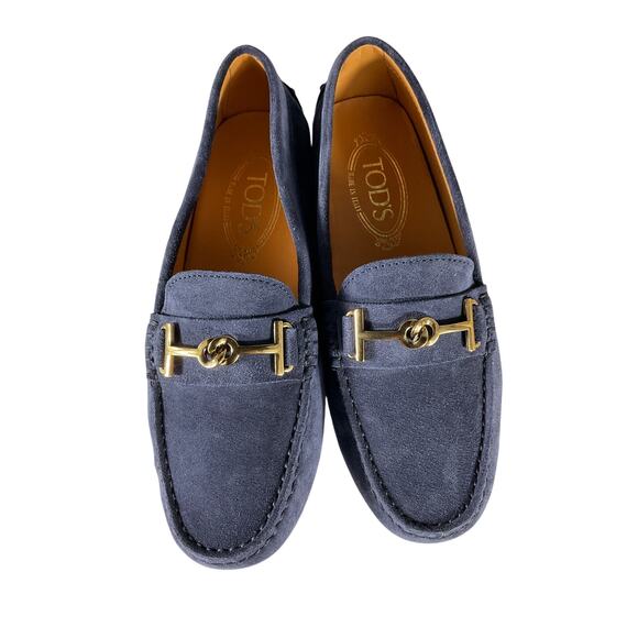 Tod's Gommino 'Driving' Blue Suede Shoes Size 6 - Picture 5 of 6